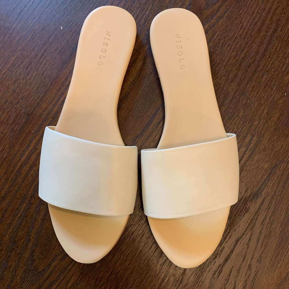 Worn Once! Nisolo Isla - Summer Slide Sandal - White Leather - Women's 9.5
